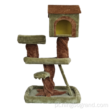 Torre de gato de vários níveis com poleiro